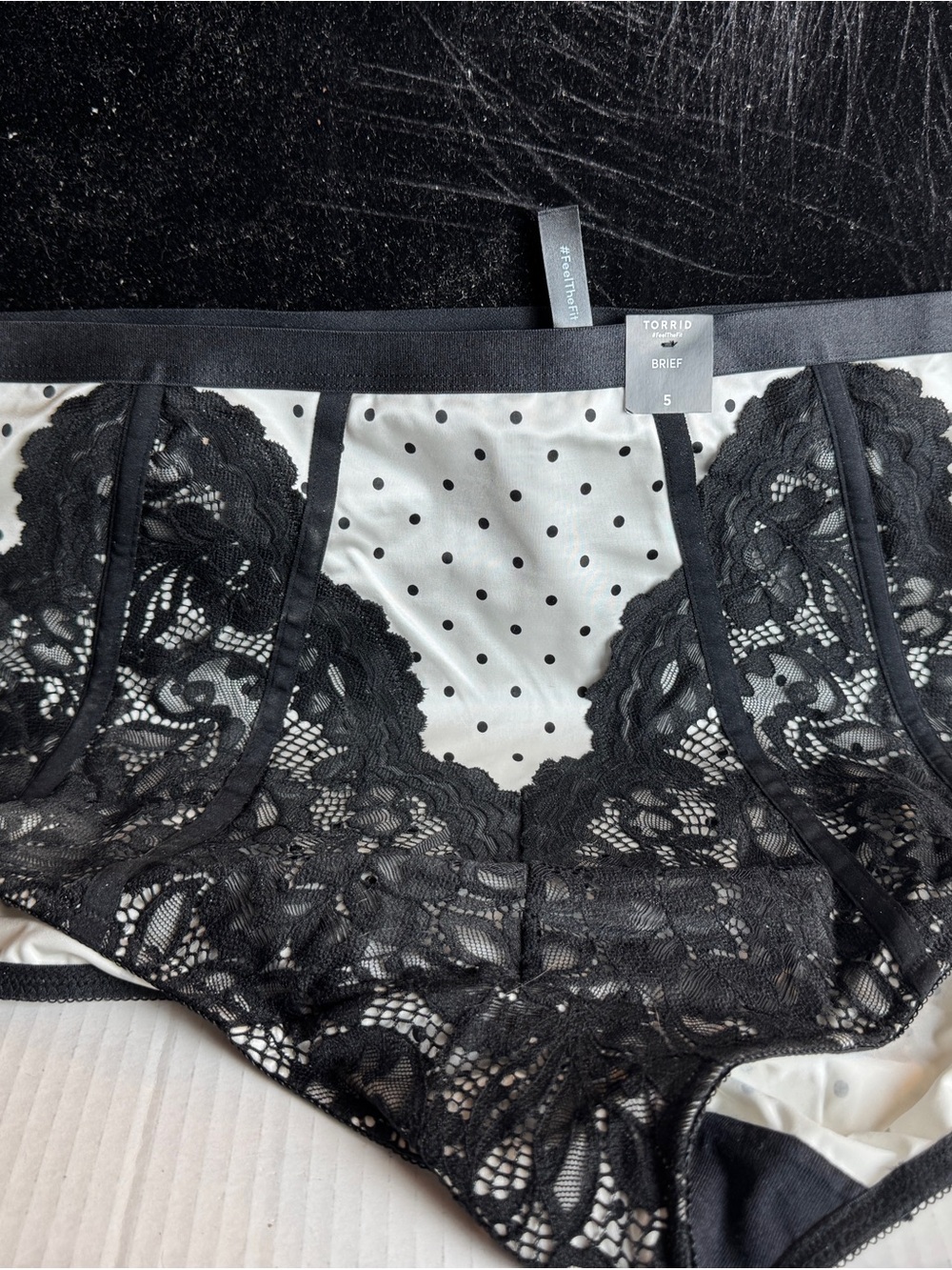 torrid Black & White Polka Dot Lace Brief